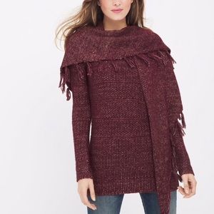 WHBM Removable Scarf Pullover Metallic Sweater